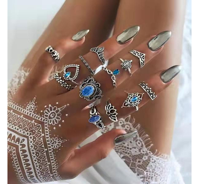 Ladies Cute Trendy Fashionable Stylish Ring Set Finger Rings Ring Silver