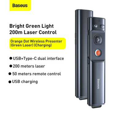 Baseus Orange Dot Wireless Presenter (Red/Green Laser)