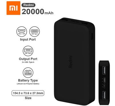 Xiaomi Redmi 20000mAh Power Bank Fast Charging 18W 3.6A Multi In & Out (PB200LM)
