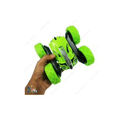 Stunt Racing Remote Control Double Flip Rechargeable Car High Speed (Green)