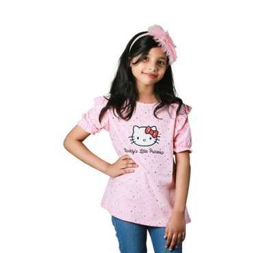 Hello Kitty Summer Frock for Girls Short Sleeve Pink, Baby Dress Size: 2 years