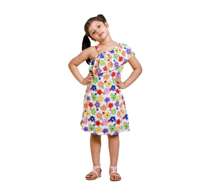 Girls Summer Frock Off Shoulder Floral Print, Baby Dress Size: 2-3 years