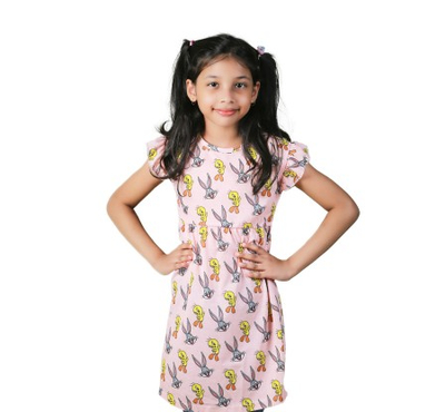 Cute Rabbit Summer Frock for Girls Sleeveless, Baby Dress Size: 2 years