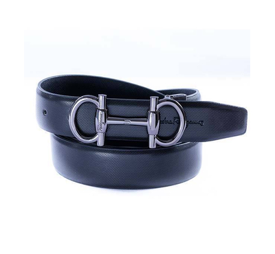 safa leather-  Black Artificial Leather Belt with Stylish Buckle