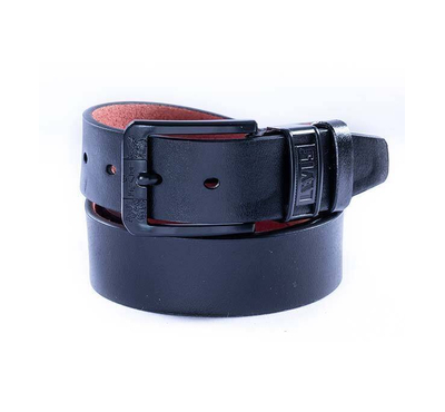 safa leather-Artificial Leather Full Black Men's Belt