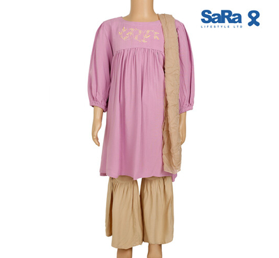 SaRa Girls 3pcs (MBK10BK-LT. PURPLE), Baby Dress Size: 2-3 years