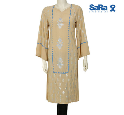 SaRa Ladies KURTI (WKU21FHB-Beige), Size: S