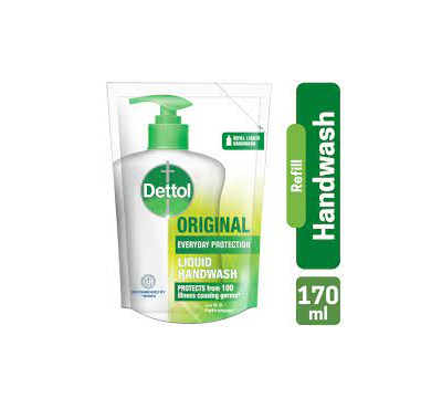 Dettol Handwash Original 170ml Refill Liquid Soap with protection from 100 illness-causing germs
