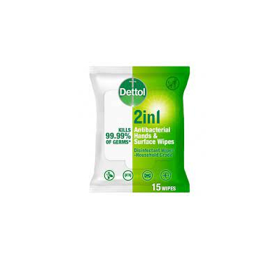 Dettol 2 in 1 Antibacterial Hand & Surface Disinfectant Wipes