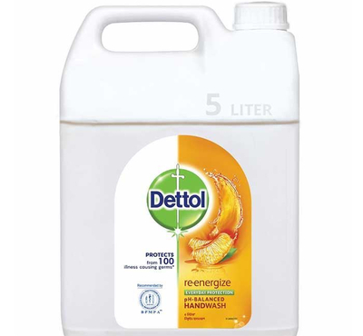 Dettol Handwash Re-Energize 5L Mega Refill Super Saver Pack pH-Balanced Liquid Soap formula
