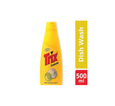 Trix Dishwashing Liquid 500ml Bottle Lemon Fragrance for Scratch-Free Sparkling Clean Dishes, removes grease stains with power-rich thick foam