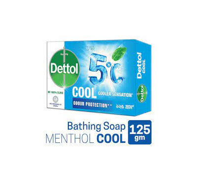 Dettol Soap Cool 125gm Bathing Bar, Soap with Crispy Menthol