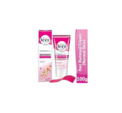 Veet Hair Removal Cream 100gm Normal Skin for Body & Legs, Get Salon-like Silky Smooth Skin with 5 in 1 Skin Benefits