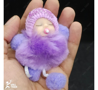 New Born Toddler Cute Mini Doll Key Ring, Extra Cute Extra Soft Adorable Best For Gift Hanging On Bag Or Purse, Color: Purple