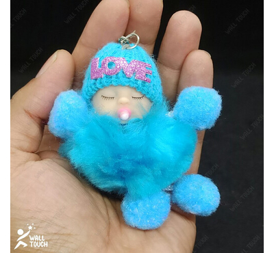 New Born Toddler Cute Mini Doll Key Ring, Extra Cute Extra Soft Adorable Best For Gift Hanging On Bag Or Purse, Color: Blue