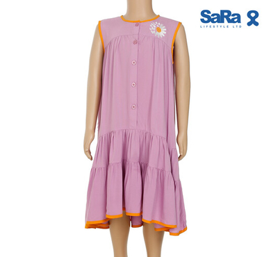 SaRa Girl's Frock (GFR31YKG-Smoky Grape), Baby Dress Size: 6-7 years