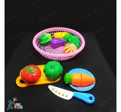 8  Pcs Play Food Toys Cutting Fruit & Vegetable Cutter Set With Basket Cooking Food Play Kitchen Kits Early Educational Toys For Kids