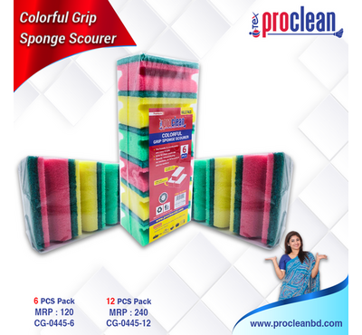 Colorful Grip Sponge Scourer 6pcs