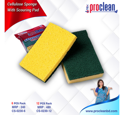 Cellulose Sponge With Scouring Pad 2pcs