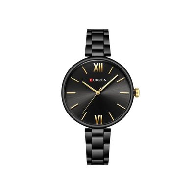 CURREN 9017 Black Stainless Steel Analog Watch For Women
