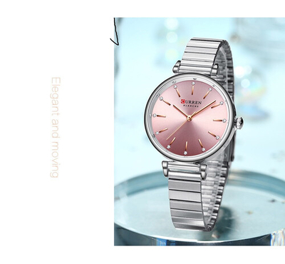 CURREN 9081 Ladies Watch Fashion Women Wrist Watches Casual Dress Crystal Clock Relogio Feminino - Silver , Pink