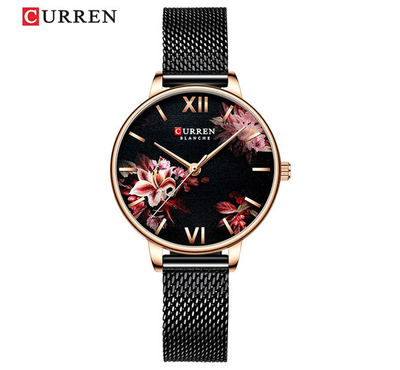 CURREN 9059 White Leather Watch for Women Watches Fashion Flower Quartz Wristwatch Female Clock Charms Ladies Gift