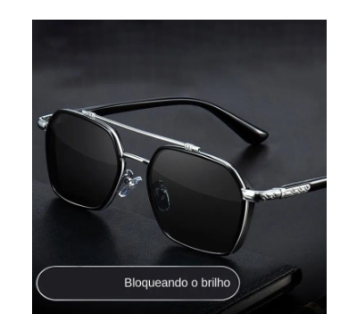 Black Sunglasses for Men - Silver Frame