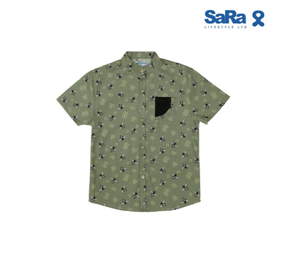 SaRa Boys Casual Shirt (BCS222AEB-Ash), Baby Dress Size: 8-9 years