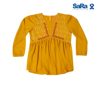 SaRa Girls Tops (GFT23FFG-Gold), Baby Dress Size: 8-9 years