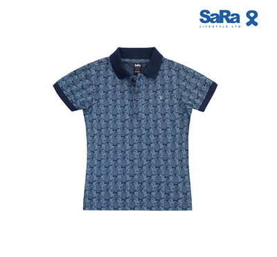 SaRa Boys Polo Shirt (BPO92FKB-sky print), Baby Dress Size: 7-8 years