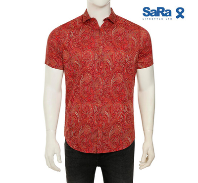 SaRa Mens Short Sleeve Shirt (MSCS92ACB-Printed), Size: S