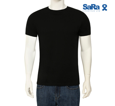 SaRa Mens T-shirt (MTS472FKA-Black), Size: S