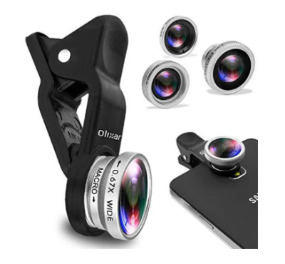 Fish-Eye, Wide-Angle, Macro Universal Mobile Clip-On Lens with 3-In-1 Effect - Multicolor