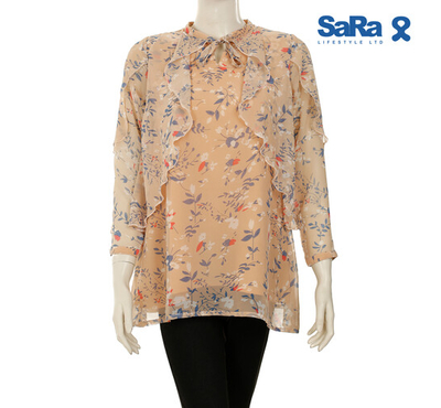 SaRa Ladies Fashion Tops (WFT492YJB-Brown print), Size: S