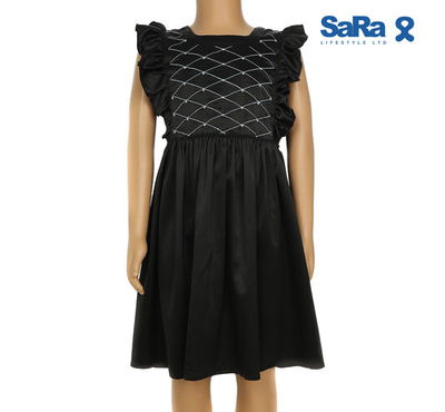 SaRa Girls Frock (GFR11YHBK-Black), Baby Dress Size: 2-3 years