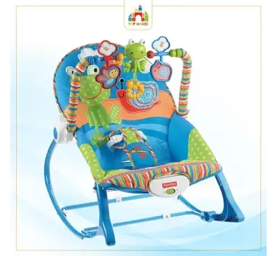 Fisher Price Infant to Toddler Baby Rocker with Musical Toy Bar & Vibrations- BLUE