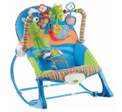 iBaby Infant to Toddler Rocker with Music & Vibration Baby Bouncer- Pink & Blue