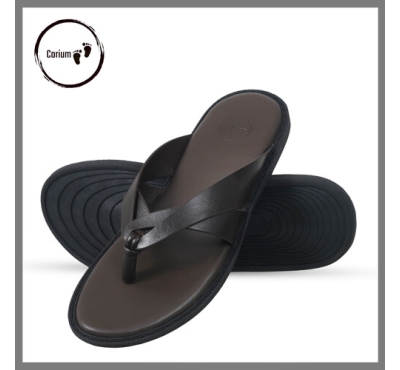 Original Leather Sandal Shoe For Men - CRM 120, Color: Brown, Size: 40
