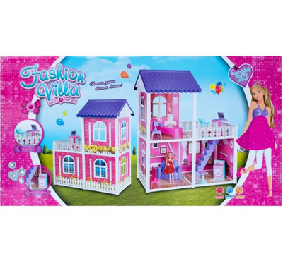 Fashion Villa Barbie Doll House with Doll & Furniture 89 Pcs Gift for Girl