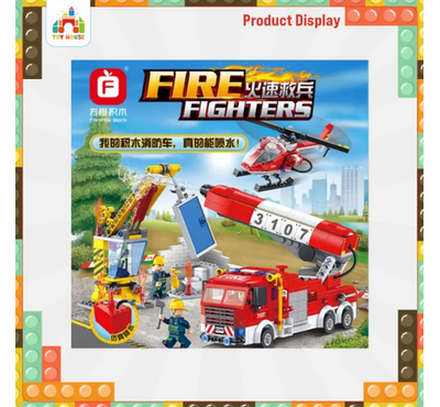 Compare 640Pcs Fire Fighting Truck Car Blocks Toy Fire Helicopter Firefighter Figures Man