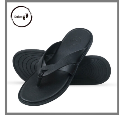Original Leather Sandal Shoe For Men - CRM 120, Color: Black, Size: 40