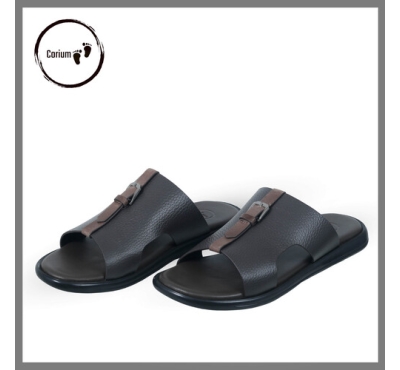 Original Leather Sandal Shoe For Men - CRM 115, Color: Black, Size: 40
