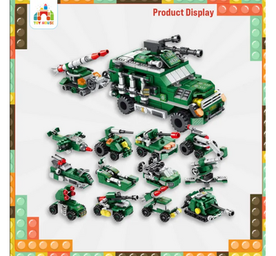 Panlos 573 Pcs Military Lego 12 in 1 City Building Block for Kids 25 Play Style