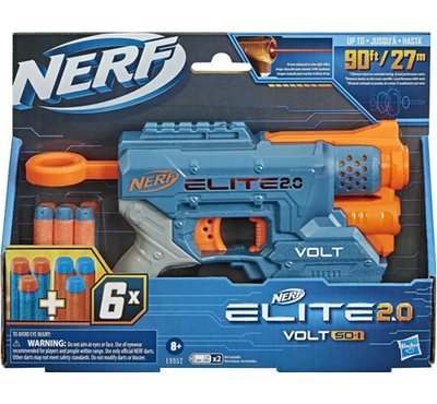 NERF Elite SD-1 2.0-Volt Blaster, 6 Official Darts, Light Beam Target, 2-Dart Storage, 2 Tactical Rails to Customize for Battle