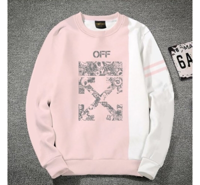 Premium Quality OFF White & pink Color Cotton High Neck Full Sleeve Sweater for Men