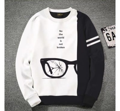 Premium Quality Sunglass White & Black Color Cotton High Neck Full Sleeve Sweater for Men