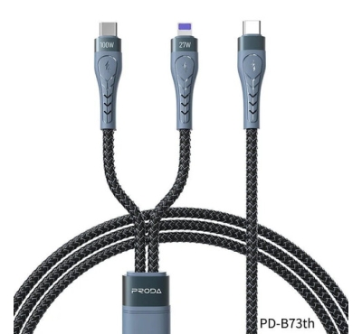 Proda PD-B73th  Pulsing Series 2 in 1 Type C E-marker 100W Fast Charging Cable Universal Phone iPhone Laptop Multi USB Data Cables