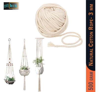 3 mm Natural Cotton Rope- 500 gm