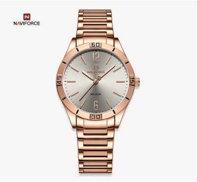 NAVIFORCE NF5029 Rose Gold Stainless Steel Analog Watch For Women - Gray & Rose Gold