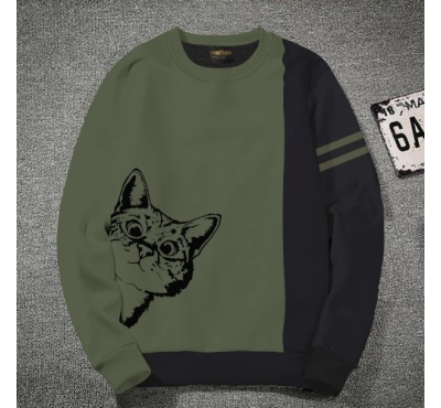 Premium Quality Cat Moss Color Cotton High Neck Full Sleeve Sweater for Men